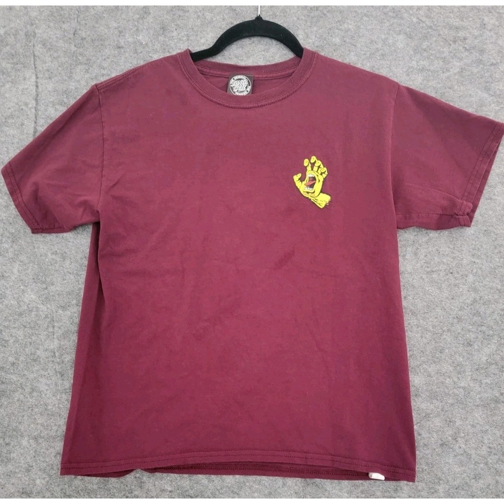 Santa Cruz The Original Skateboard Screaming Hand Boys T-Shirt Maroon Sz XS